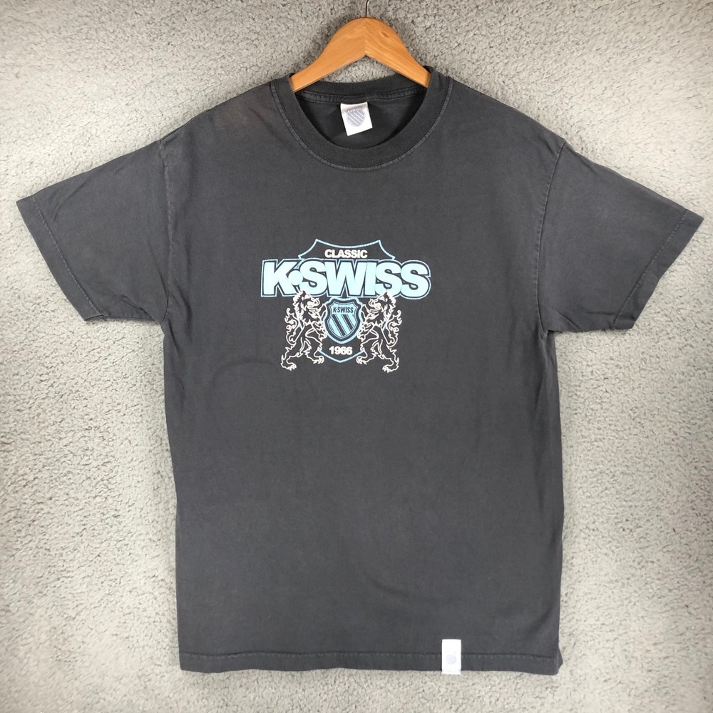 K-Swiss Classic 1966 Graphic T-Shirt Mens Charcoal Gray Short Sleeve Tee